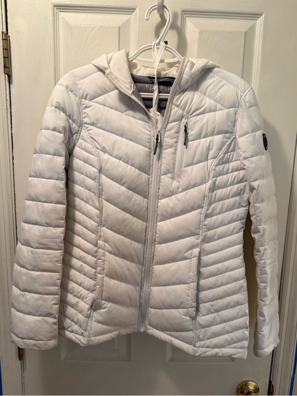 Nautica White Quilted Hooded Jacket
